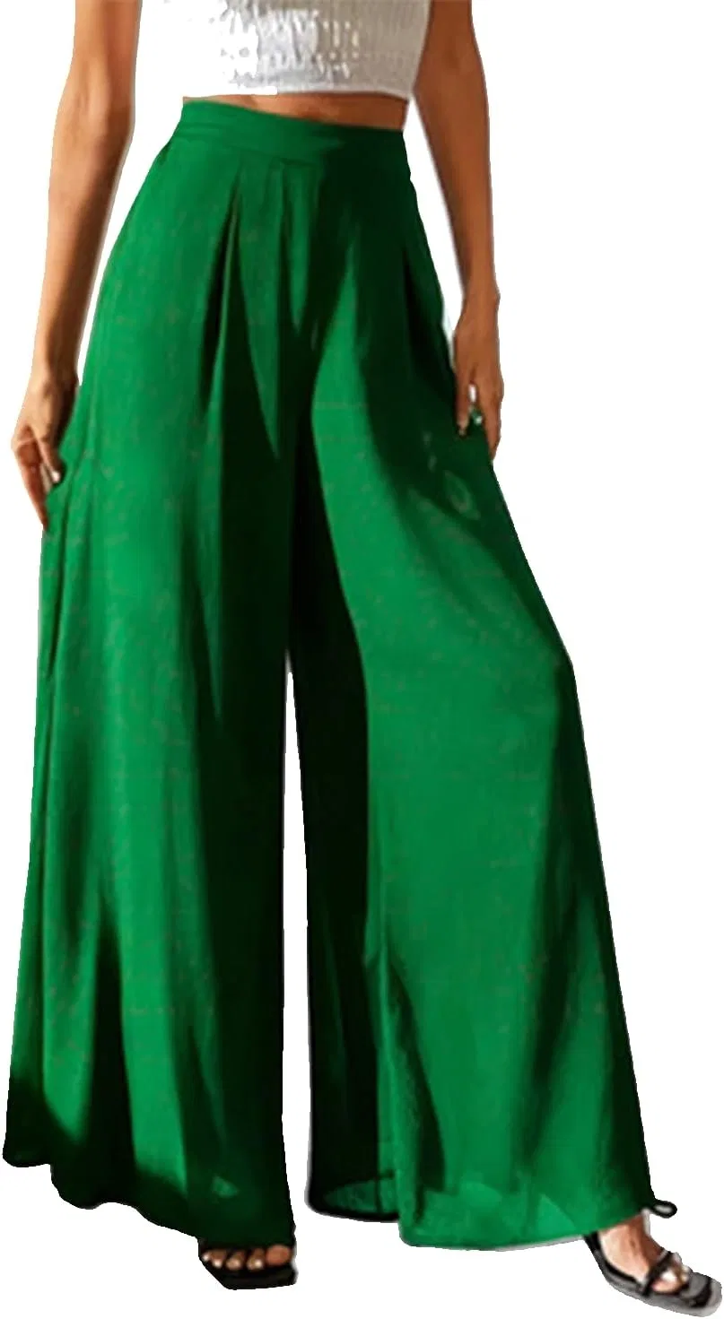 Женские широкие брюки для йоги из шифона, Green