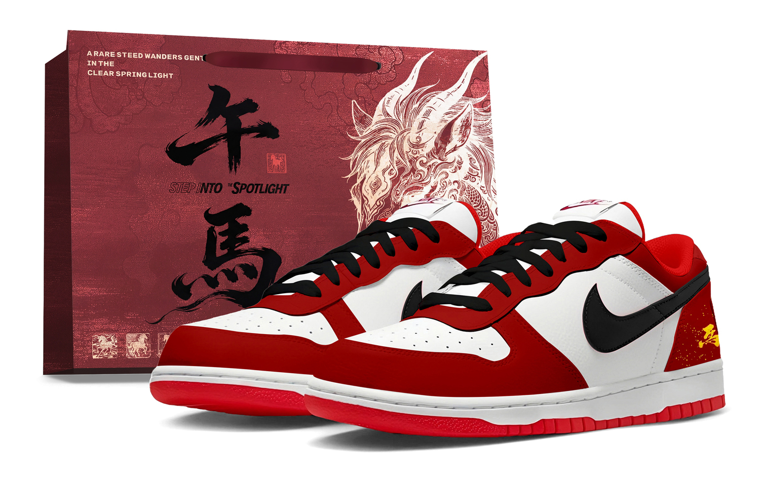 

Nike Большой год лошади приветствия устойчивые к истиранию дышащие низкие кроссовки для скейтбординга мужские красные белые