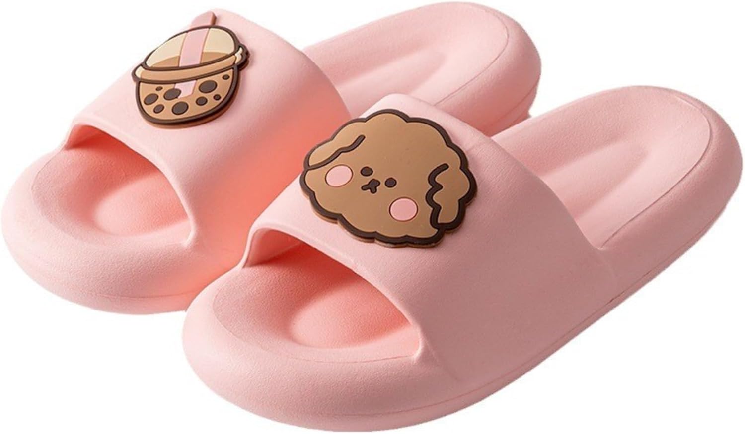 

YASYGOSHOO Ультра-мягкие милые тапочки в виде собаки для мужчин и женщин; Нескользящие; Быстросохнущие; С толстой подошвой; Для ванной, плавания, пляжа, дома и улицы, розовый