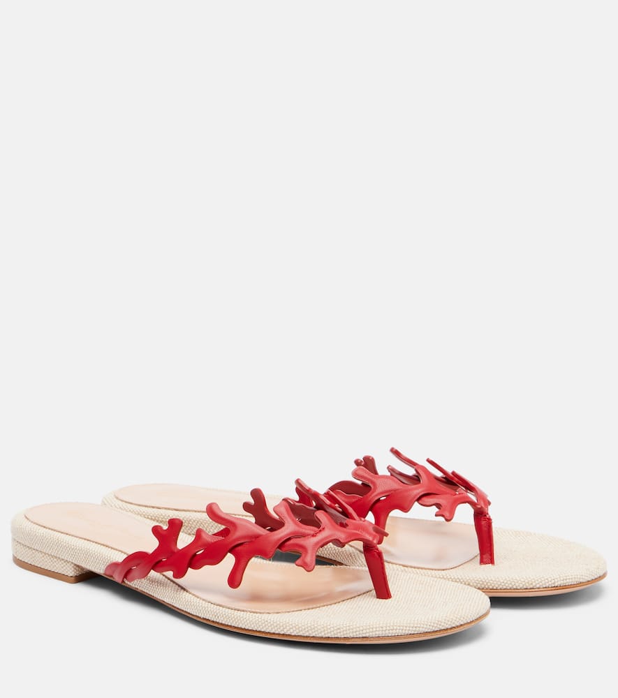 Кожаные сандалии на тонкой подошве Gianvito Rossi, Tabasco Red + Naturale