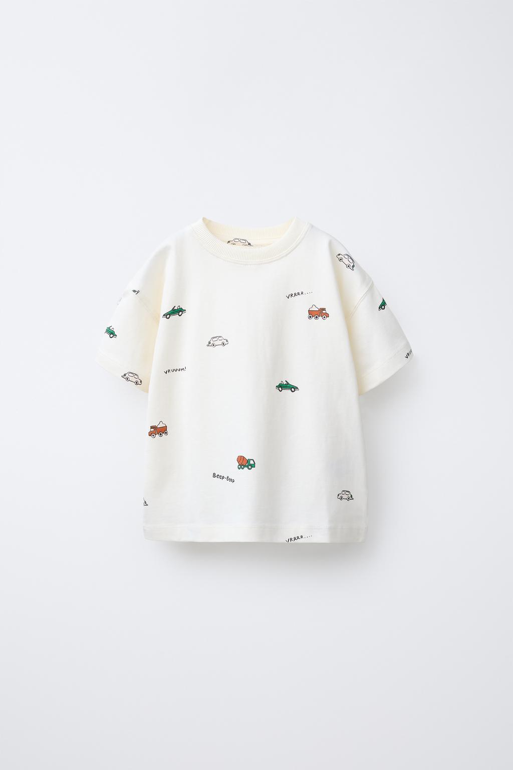 

Футболка с принтом ZARA, экрю