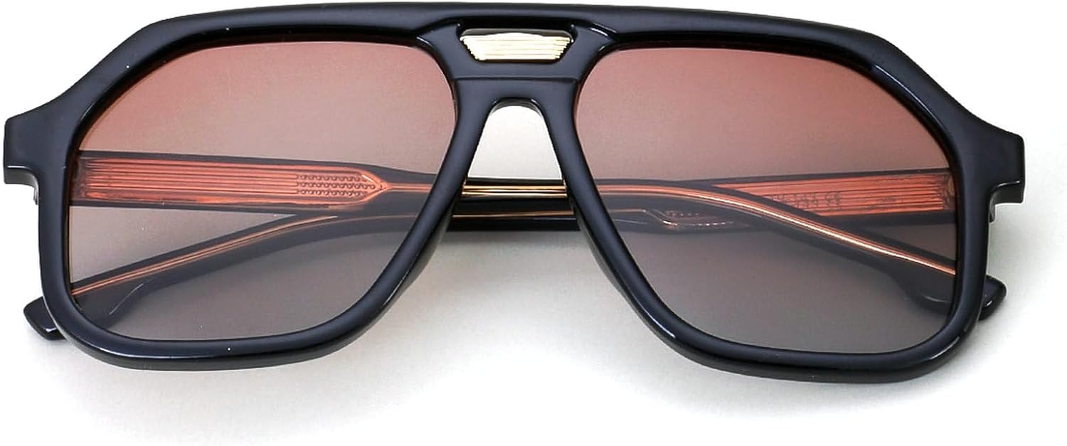 

Модные квадратные солнцезащитные очки для женщин, винтажные солнцезащитные очки с двойным градиентом для мужчин, солнцезащитные очки-пилот для активного отдыха с защитой от УФ-излучения mincl, Black Brown