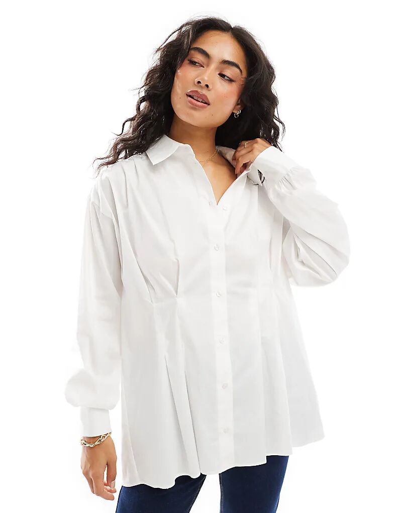 

Свободная рубашка с зауженной талией белого цвета ASOS DESIGN