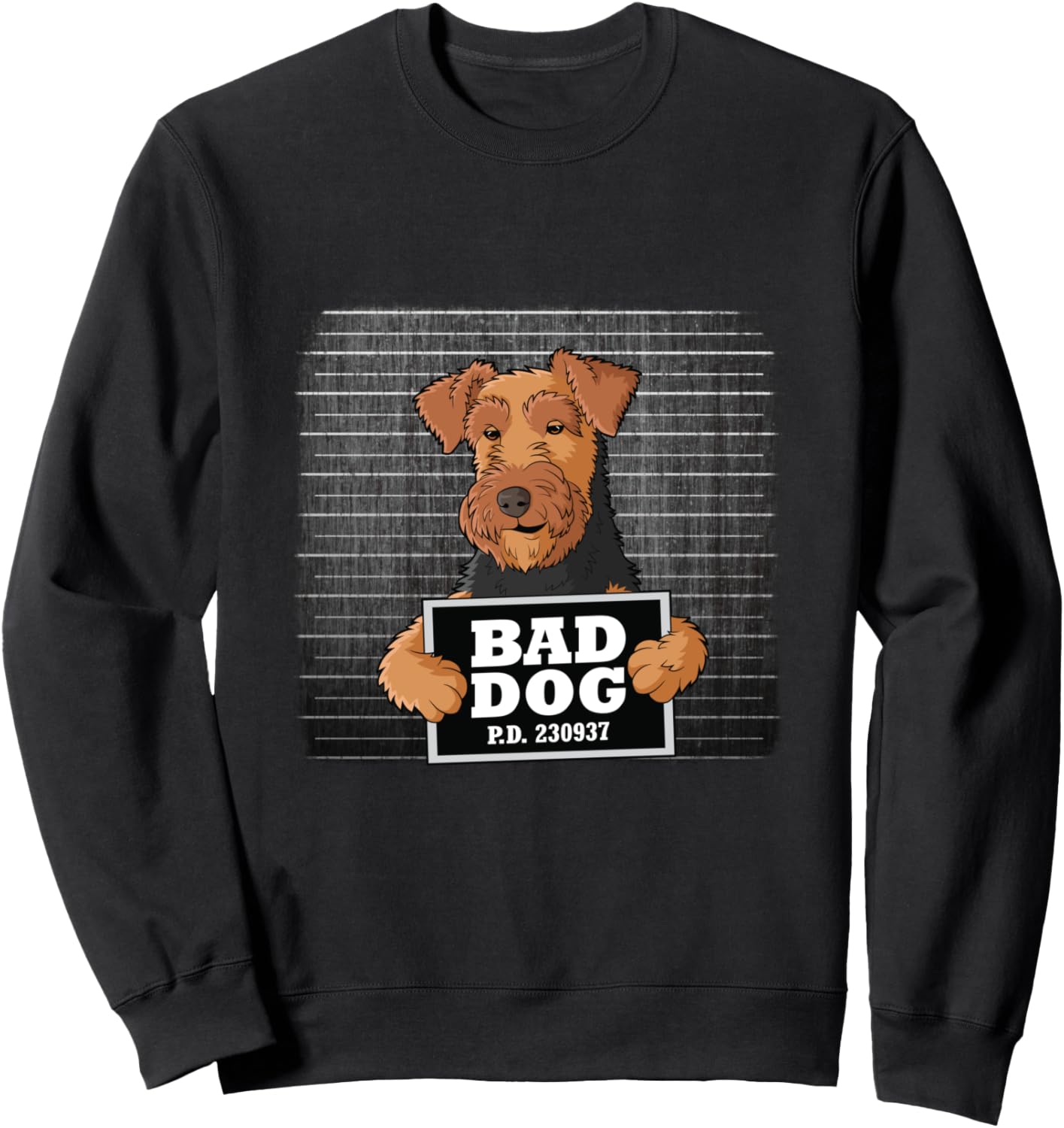 

Толстовка с изображением эрдельтерьера и надписью «Виновная собака» Bad Dog Mug Shot Airedale Terrier, черный
