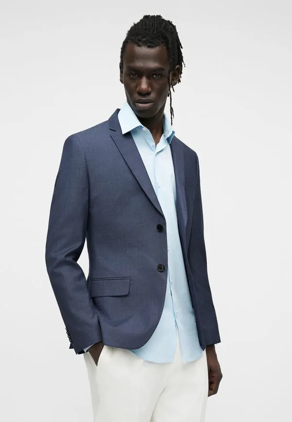 Приталенный блейзер в мелкий горошек Calvin Klein, Dark Slate Blue — фото 4
