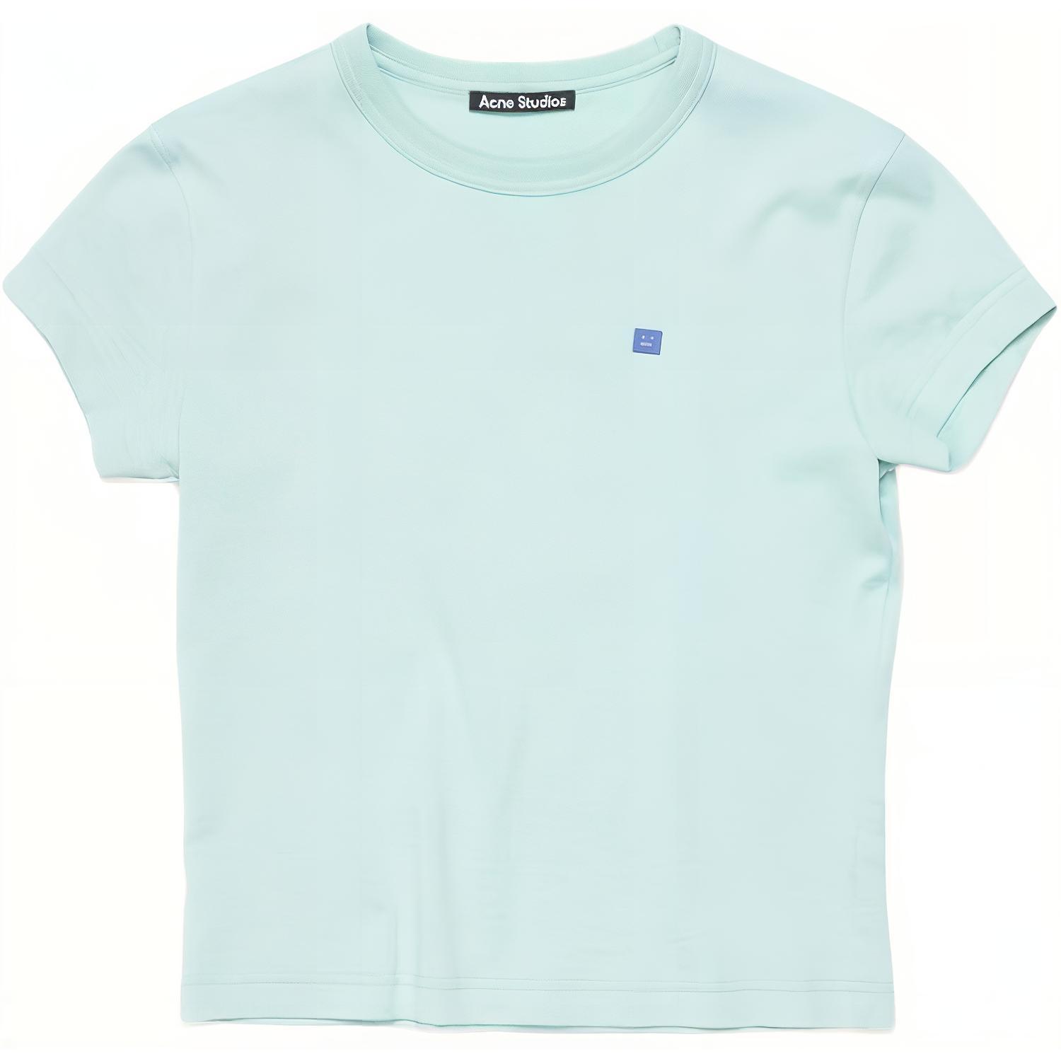 

Футболка из хлопка с аппликацией логотипом Face Acne Studios, серо-голубой, Синий, Футболка из хлопка с аппликацией логотипом Face Acne Studios, серо-голубой