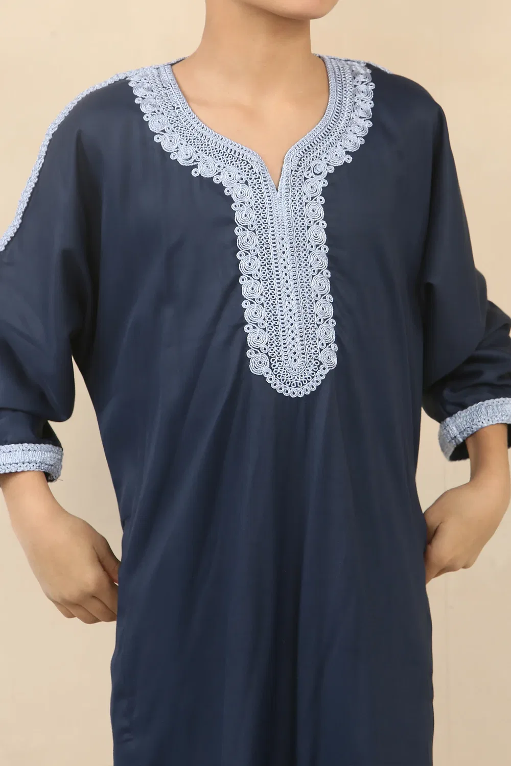 Arabic Thobes Детский синий марокканский халат для мальчиков Thobe Jubba Eid Djellaba Gandoura — фото 4