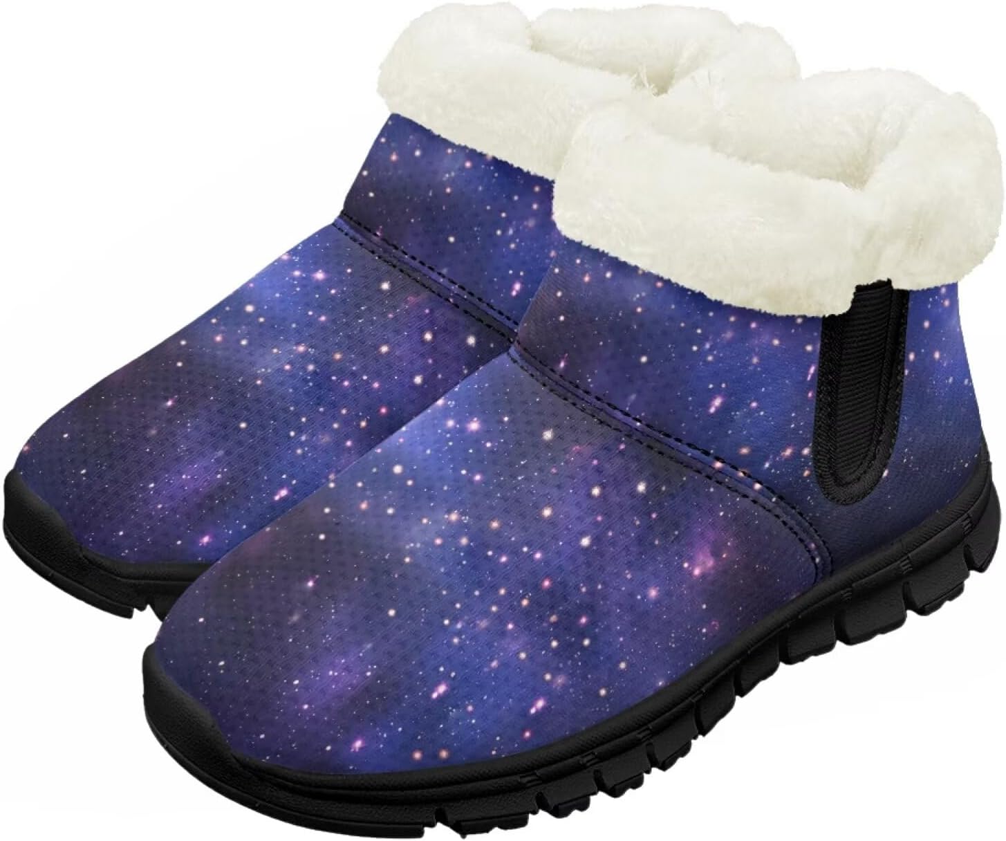 

Зимние сапожки для девочек-детей, противоскользящие прогулочные кроссовки с меховой подкладкой, без шнурков, теплые короткие ботинки Pointodoor, Starry Sky Pattern