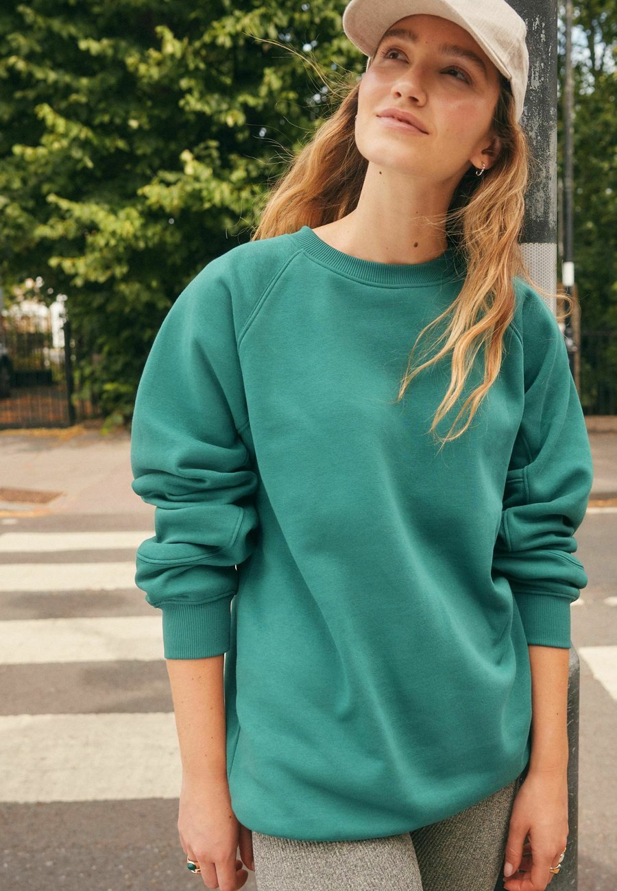 Толстовка Next RELAXED FIT HEAVYWEIGHT LONGLINE CREW NECK WITH SEAM DETAILING, Teal Blue/Teal — фото 4