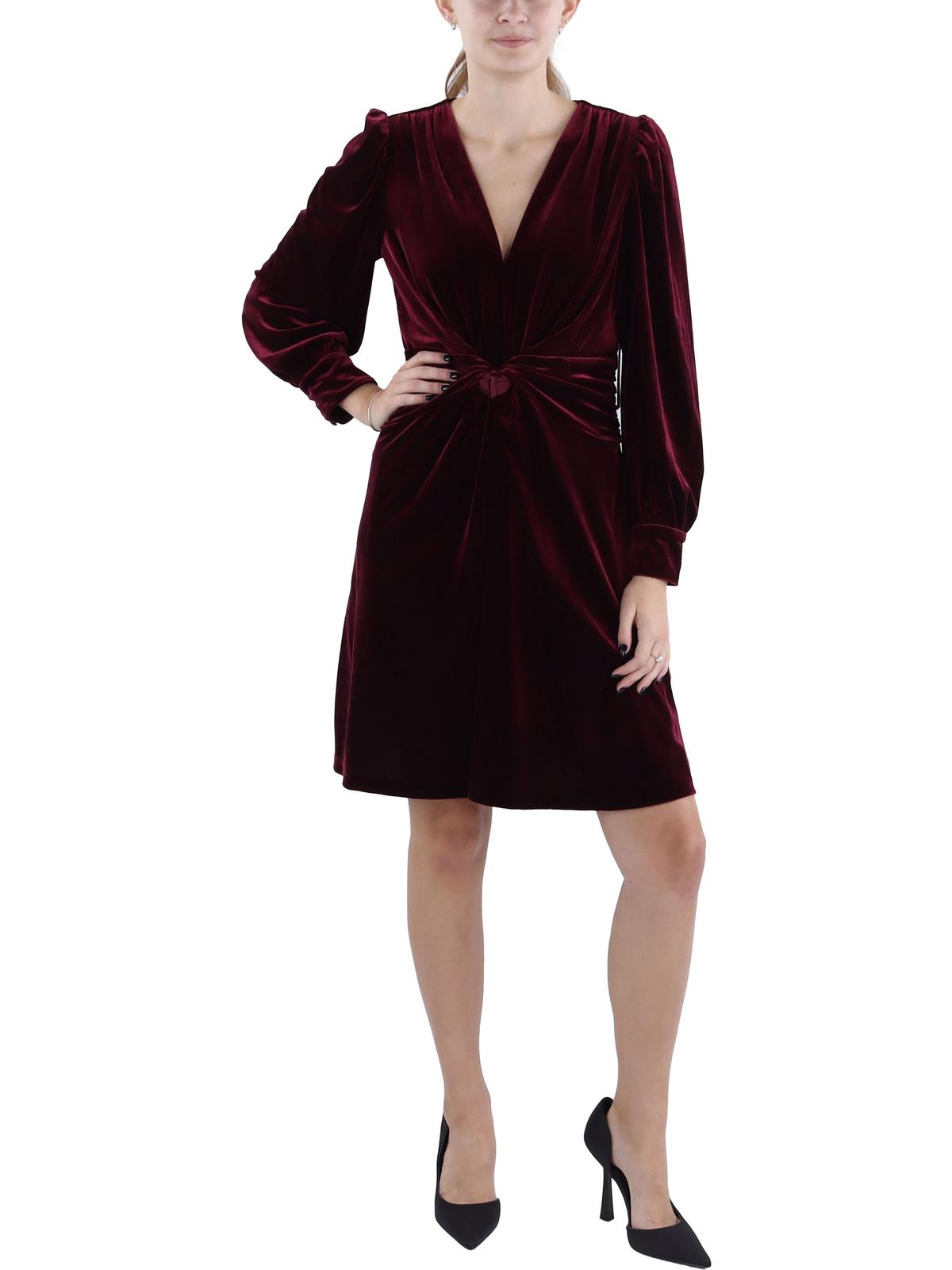 

Женское бархатное короткое мини-платье Vince Camuto, цвет wine
