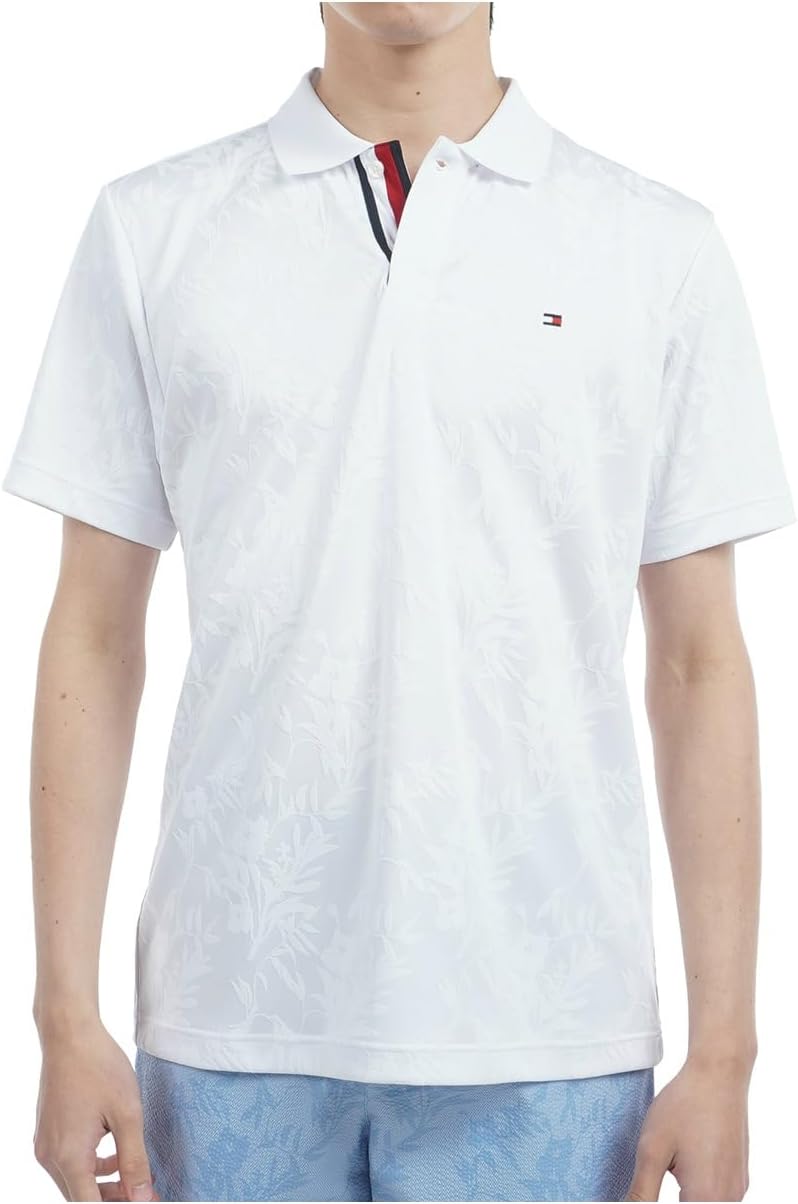 

Мужская поло-рубашка Tommy Hilfiger Golf Classic THMA522 с коротким рукавом и жаккардовым узором в виде листьев, белый