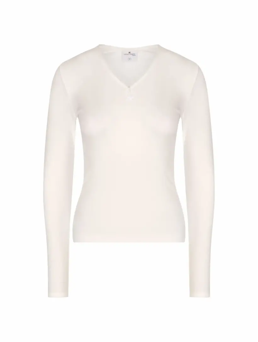 

Хлопковый пуловер с логотипом Courreges, белый