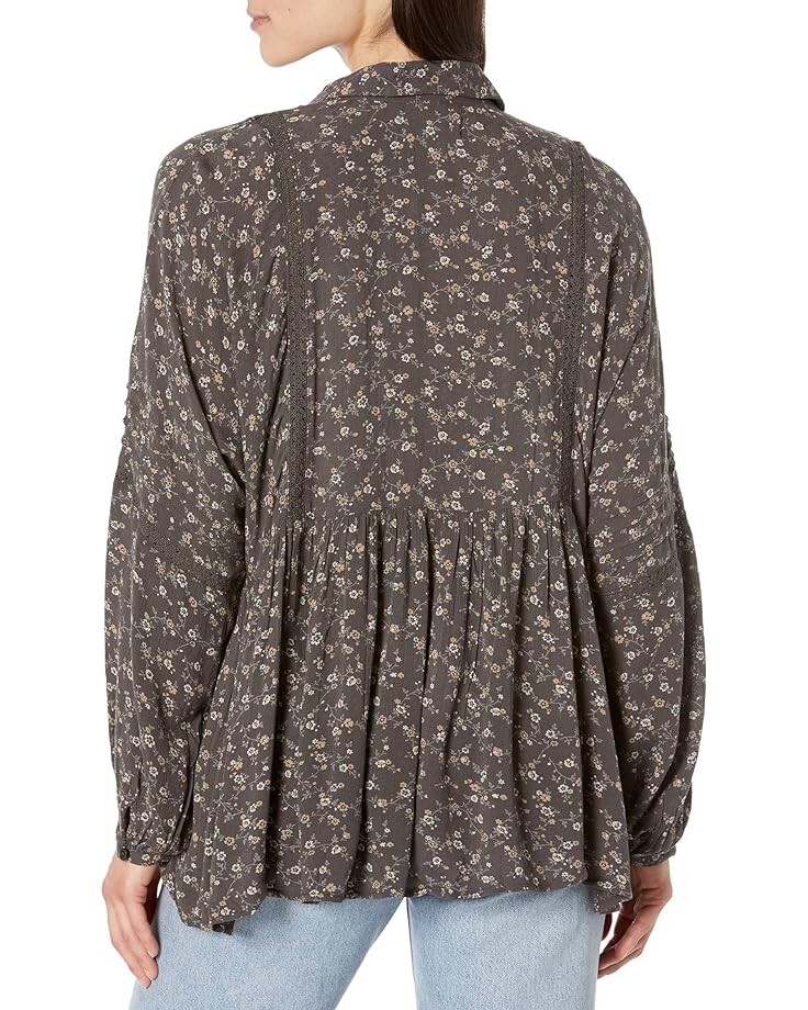 

Блуза Lucky Brand Floral Popover Blouse, черный мульти