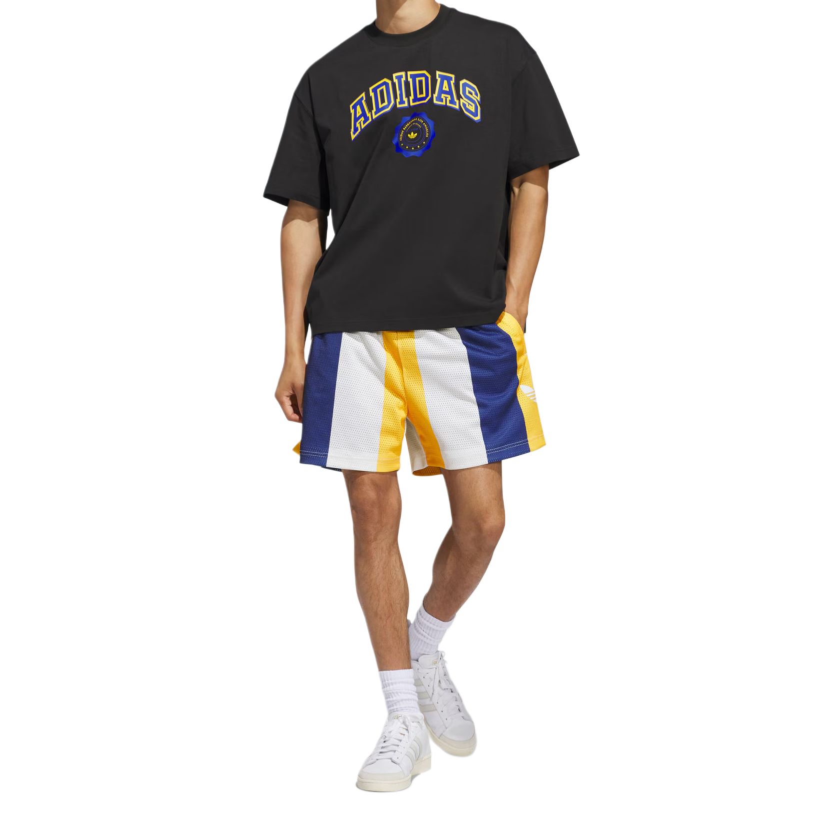 SS25 BASKETBALL повседневные шорты Unisex Dark Blue/White/Yellow Adidas Originals, темно-синий — фото 3