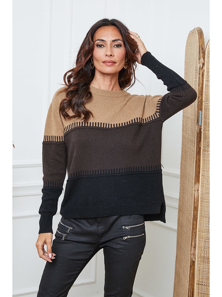 

So Cachemire Свитер "Лурсия" светло-коричневого/коричневого/черного цвета