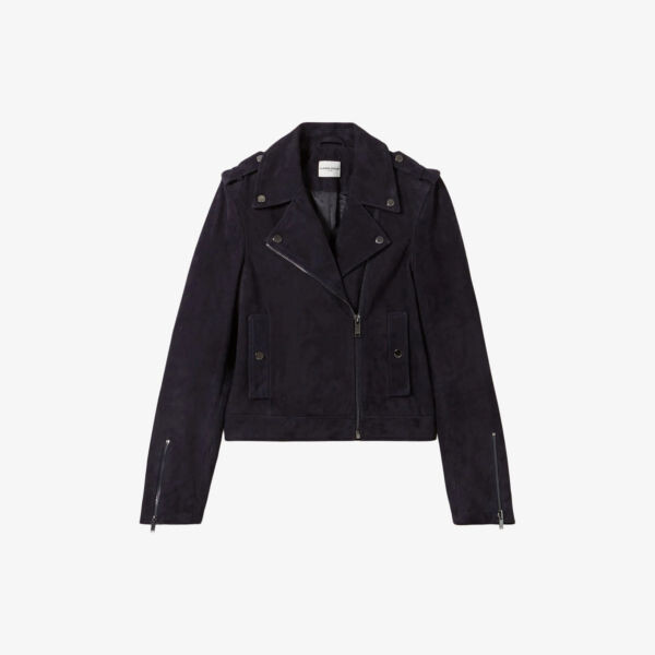 

Замшевая байкерская куртка Regular-Fit на молнии Claudie Pierlot, синий