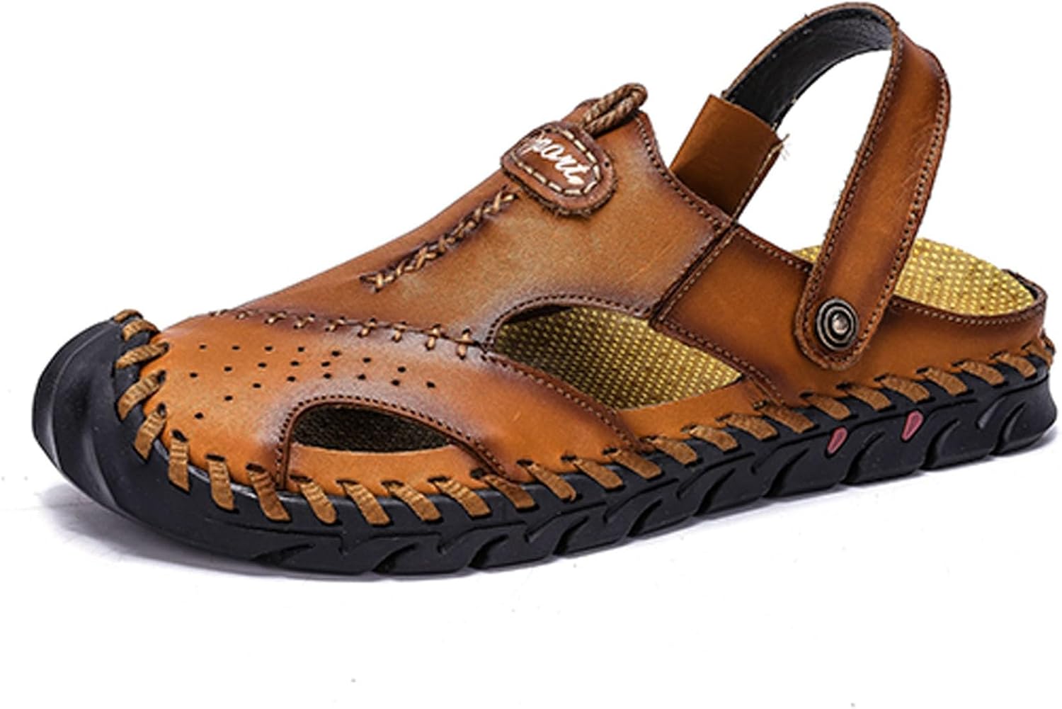 

Мужские летние повседневные сандалии на шлепках, с удобной плоской стелькой, для ходьбы по пляжу, идеально подходят для активного отдыха на улице Generic, коричневый