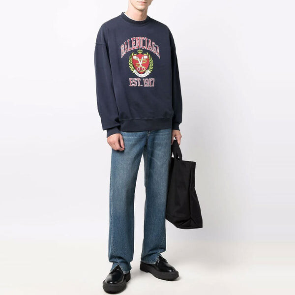 Свитер est. 1917 college logo print crewneck sweatshirt 'navy' Balenciaga, синий — фото 2