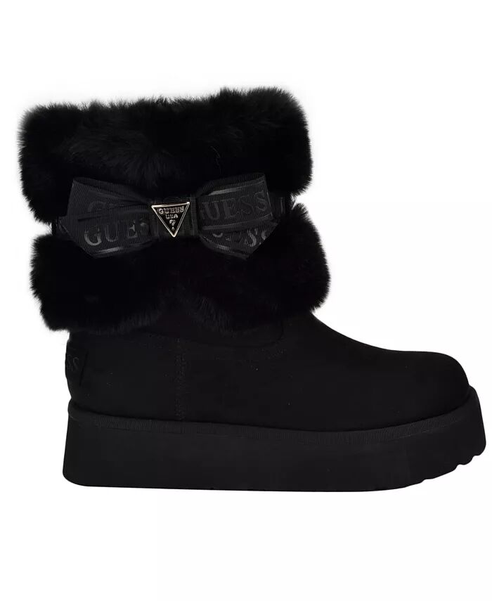 Женские удобные ботильоны Denla из искусственного меха для холодной погоды GUESS, черный — фото 2
