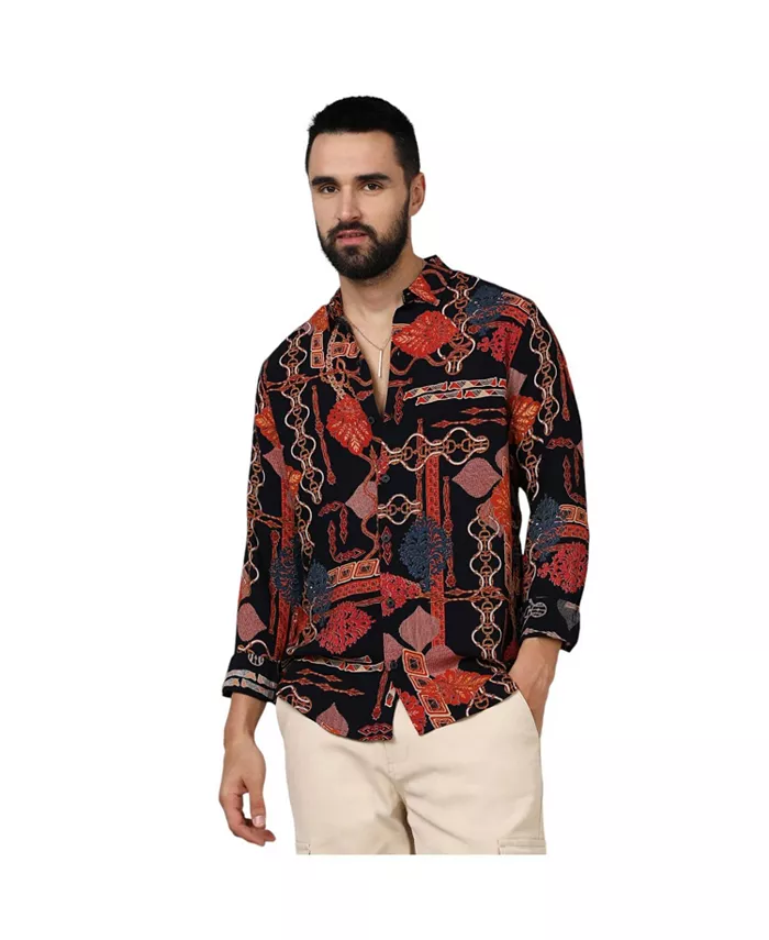 

Мужская рубашка в художественном стиле Crimson Red & Navy Blue Campus Sutra, красный