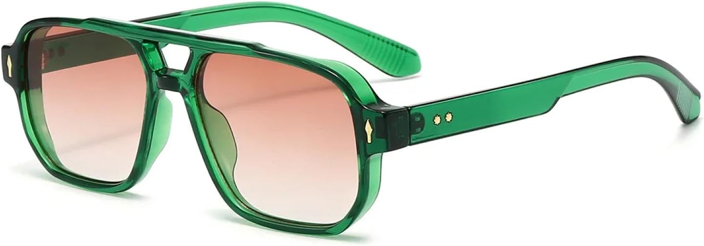 

Солнцезащитные очки с защитой UV400 | Двойная перемычка, прозрачные линзы Ocean, заклепки | для женщин и мужчин, для занятий спортом на открытом воздухе и вождения DSVIGF, Green