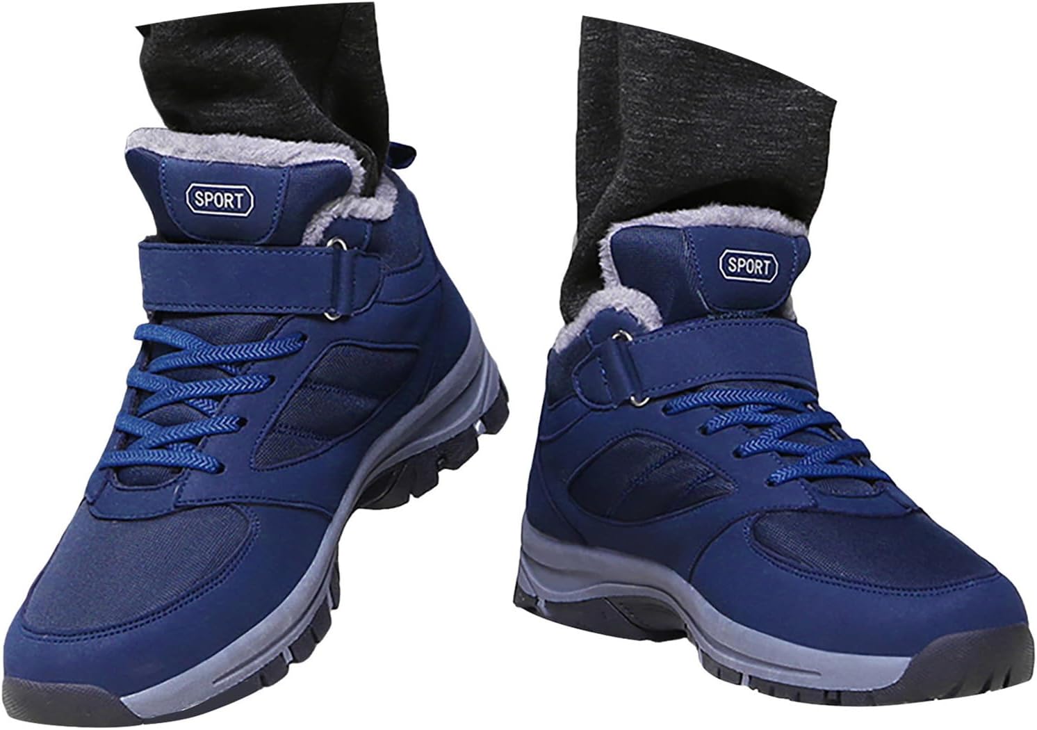 

зимние ботинки для женщин утепленные мехом Jyswoshoe, темно-синий