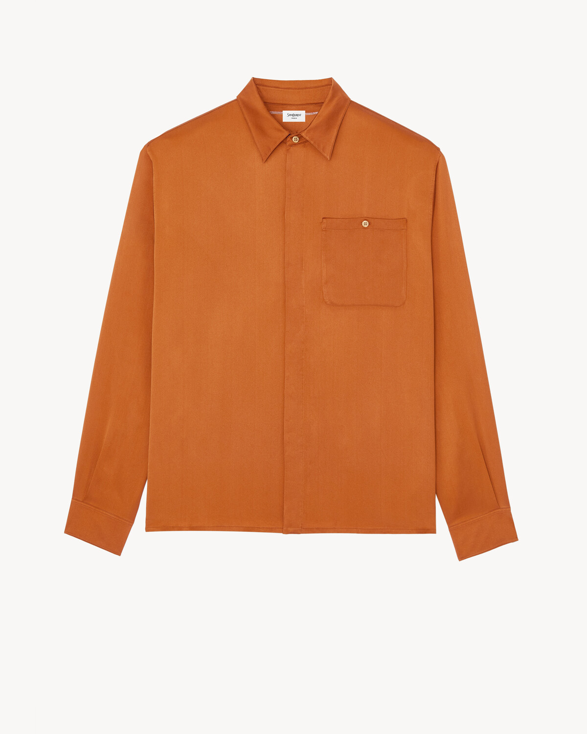 

Рубашка из шелкового атласа SAINT LAURENT, оранжевый