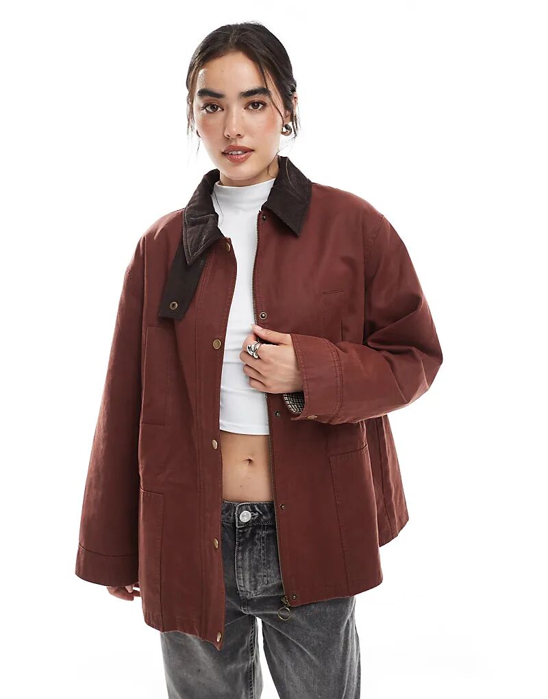 

Укороченный топ ASOS DESIGN Hero Barn из рыжей белки с зауженной талией