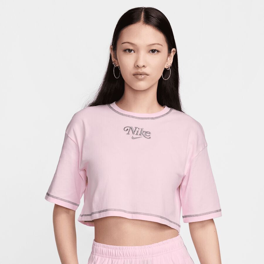 

Спортивная укороченная футболка NIKE, цвет pink foam