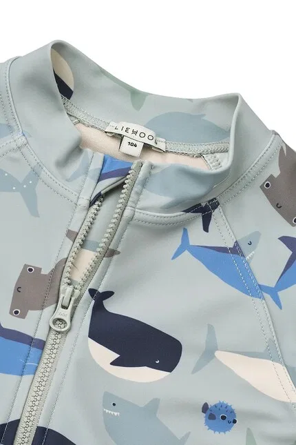 Комбинезон для плавания с защитой UV40+ Max Printed Shortsleeve Swim Jumpsuit Liewood, синий — фото 3