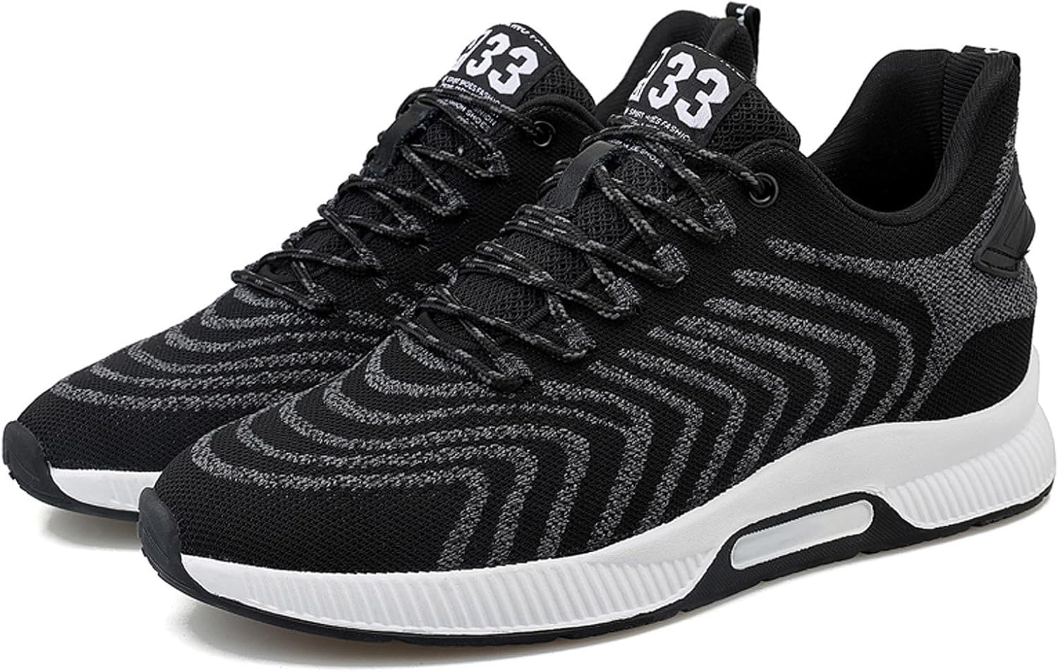

Кроссовки FLIOZY с подъемом на 6 см для мужчин, невидимая вставка для увеличения роста, спортивные кроссовки на шнуровке, повседневная обувь для прогулок, черный