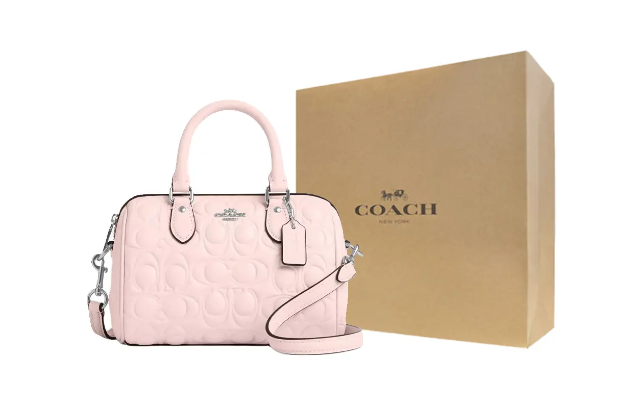 

COACH Сумка через плечо гладкая кожаная миниатюрная женская серебристая и розовая