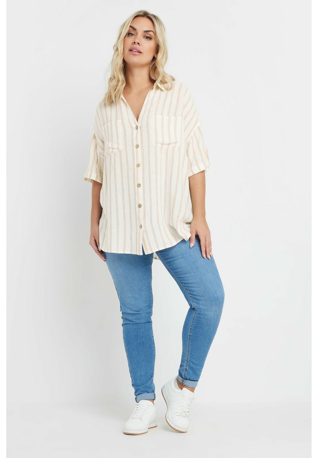 

Блузка на пуговицах STRIPE Yours Clothing, кремовый