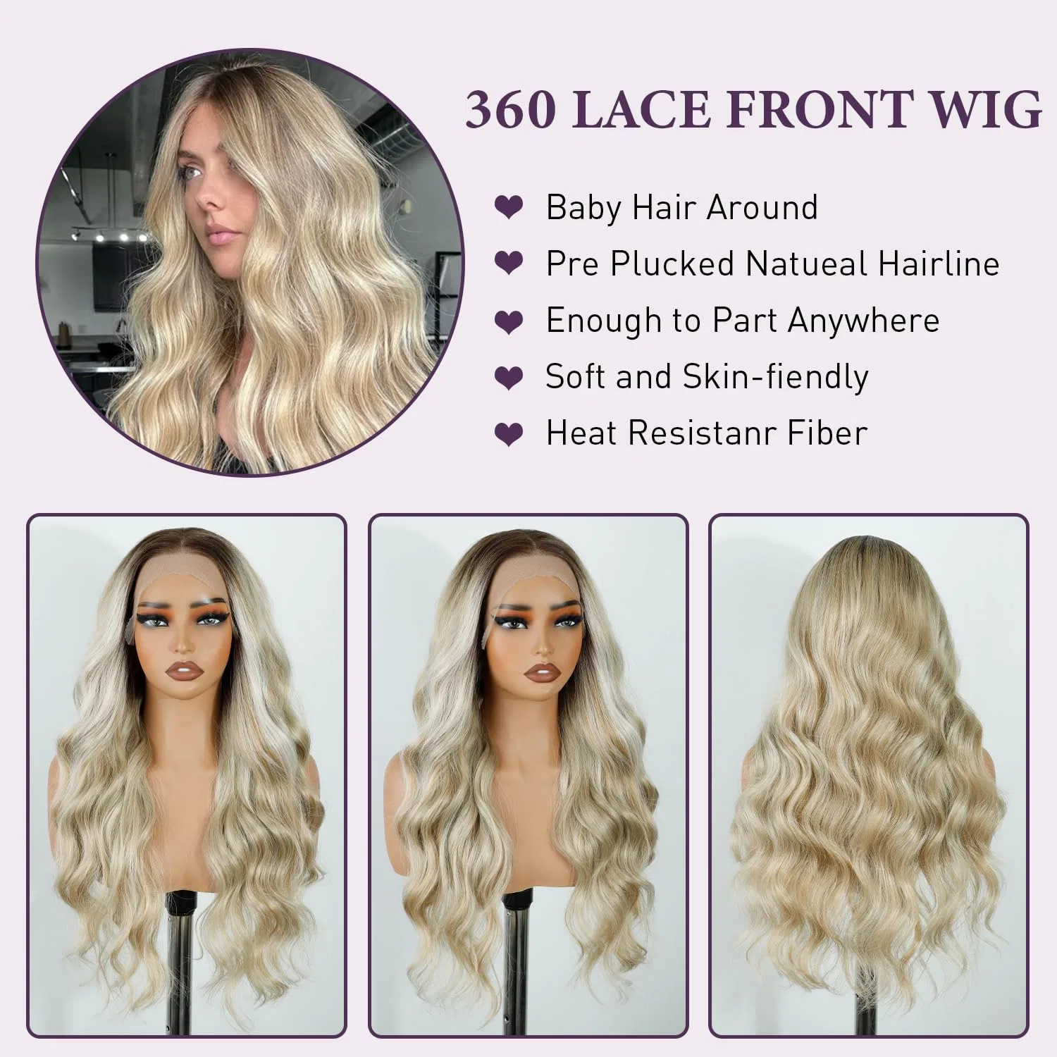 Синтетический парик Joedir Easy 360 Lace Front с глубоким пробором и волнистыми локонами Joedir, Ntsn10A/24S/24Y/1001G — фото 4