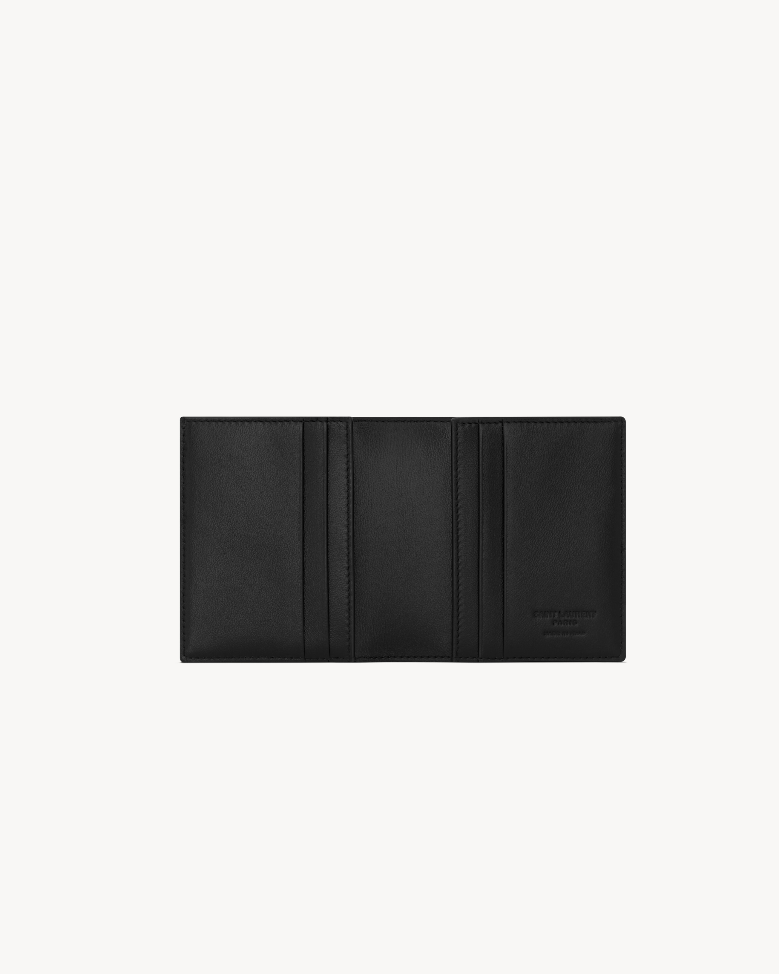 Обратимый кардхолдер SAINT LAURENT PARIS из гладкой кожи, черный — фото 4