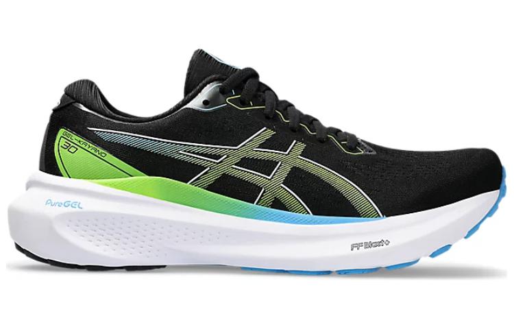 Gel Kayano 30 Black Electric Lime Asics, черный зеленый — фото 2