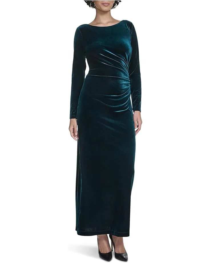 Платье Calvin Klein Velvet Long Sleeve Maxi, Malachite