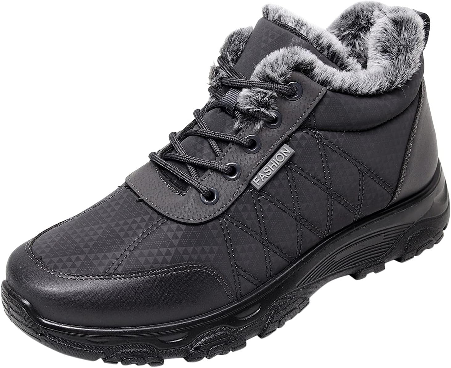 

Мужские зимние ботинки с меховой подкладкой, теплые, водонепроницаемые, легкие, зимние ботинки, противоскользящие, с шнуровкой, на щиколотку, для холодной погоды, походов и треккинга Generic, серый