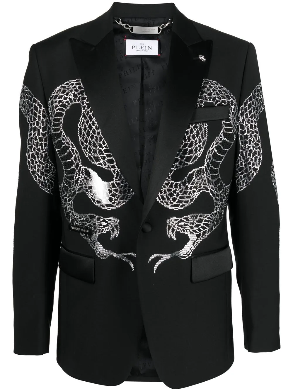 

Однобортный пиджак с кристаллами Philipp Plein, черный
