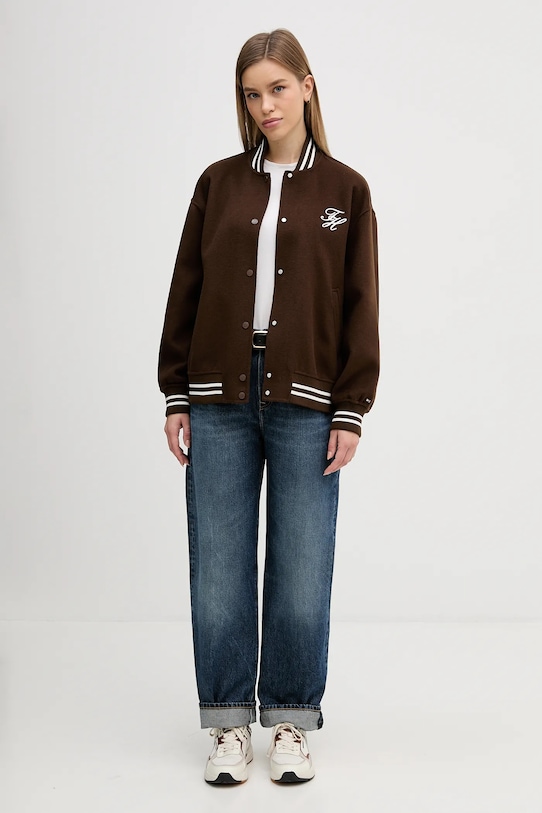 Шерстяная куртка-бомбер Tommy Hilfiger, коричневый — фото 2