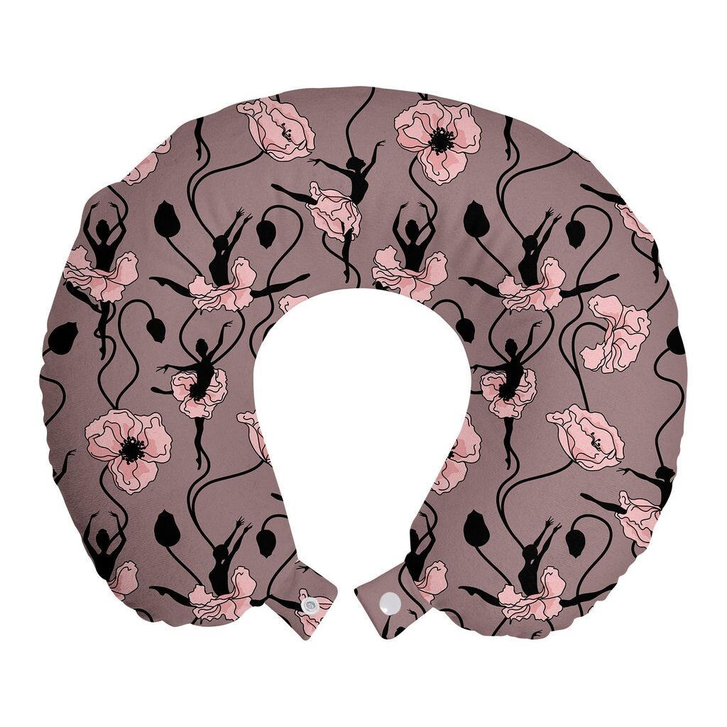 

ABAKUHAUS Abstract Travel Pillow Подушка для шеи, Танцоры и цветы, Пенопластовые дорожные принадлежности для самолета и автомобиля, 30х30 см, Роза Черная сушеная роза