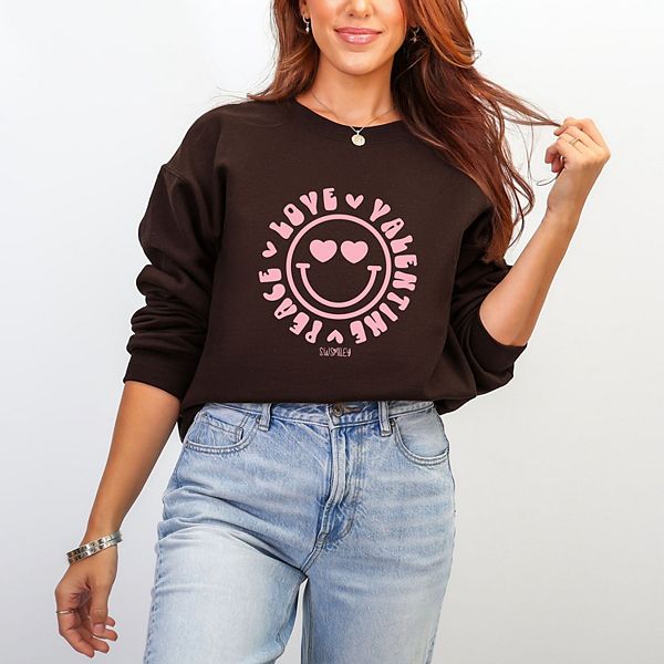 

SWSmiley peace love valentine smiley - женский свитшот с принтом Simply Sage Market, Chocolate, Зеленый, SWSmiley peace love valentine smiley - женский свитшот с принтом Simply Sage Market, Chocolate