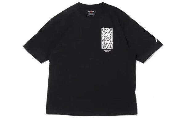 Футболка men's jordan dri-fit zion basketball sports printing knit round neck short sleeve black t-shirt Nike, черный — фото 2