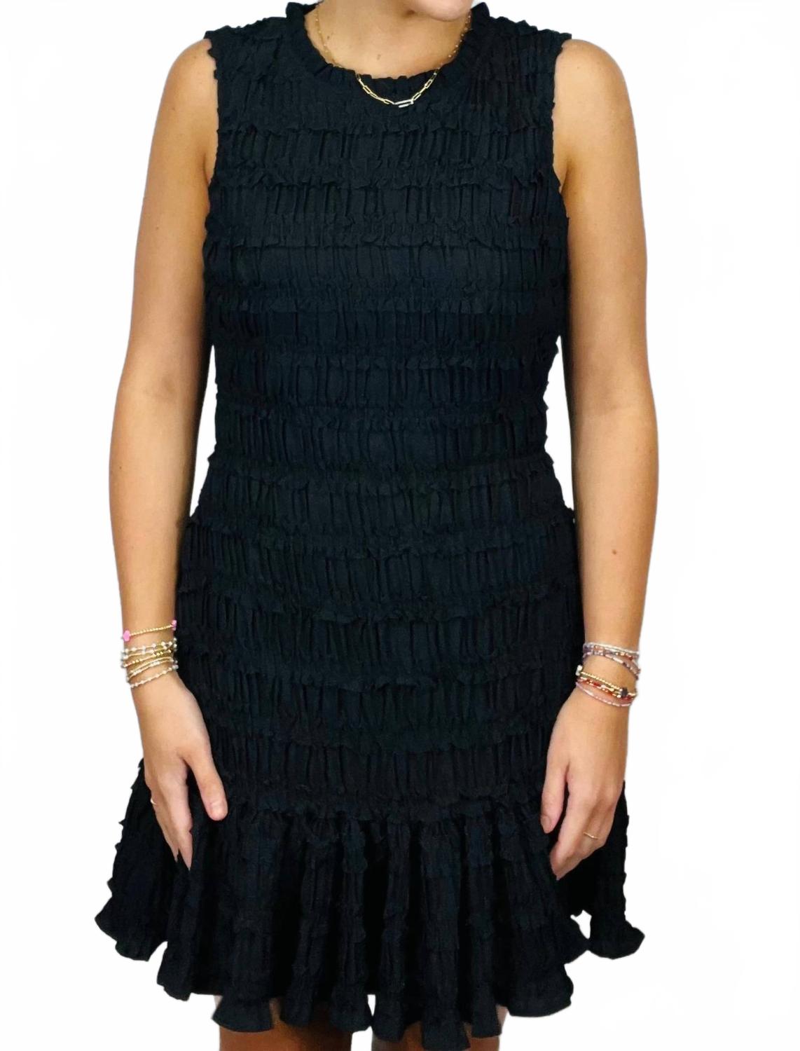 

Черное мини-платье с ярусами и рюшами MIOU MUSE