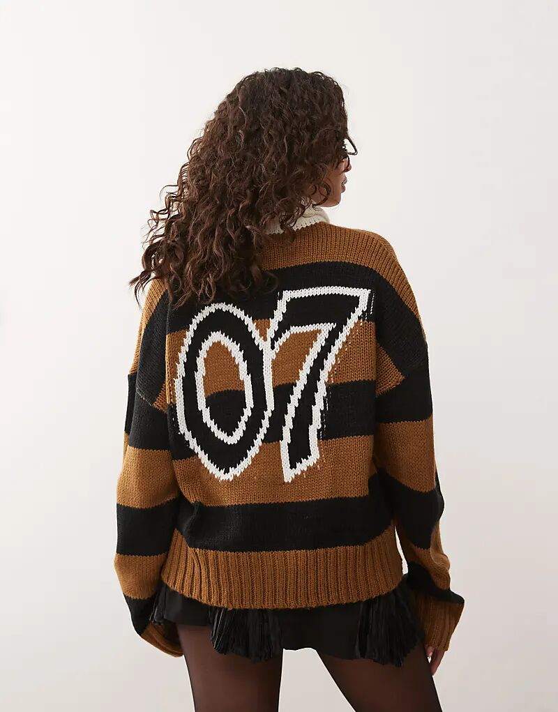 

Вязаный свитер для регби Ragged Priest коричневого цвета