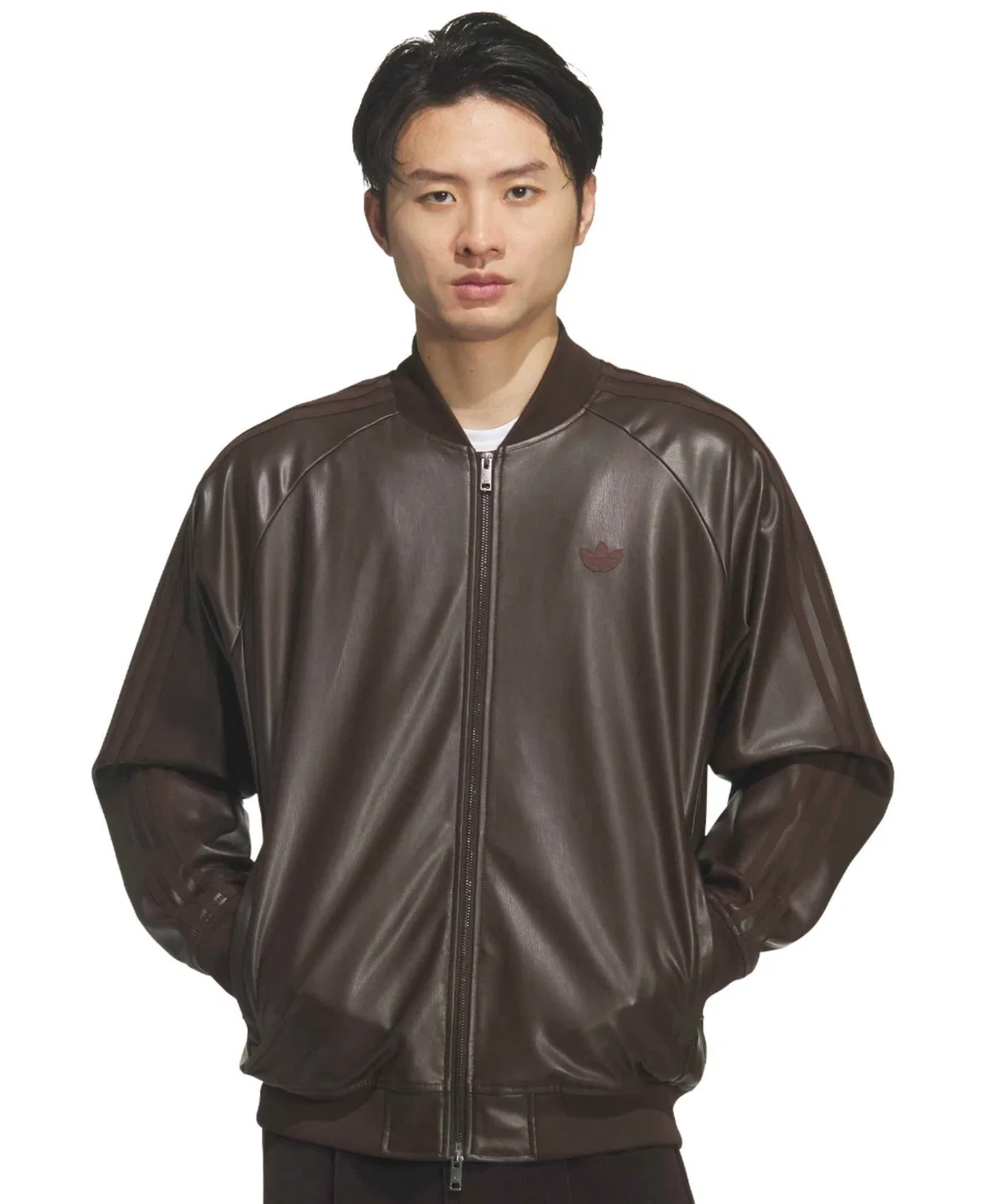 Куртка adidas Superstar PLEATHER Track Top коричневая — фото 2