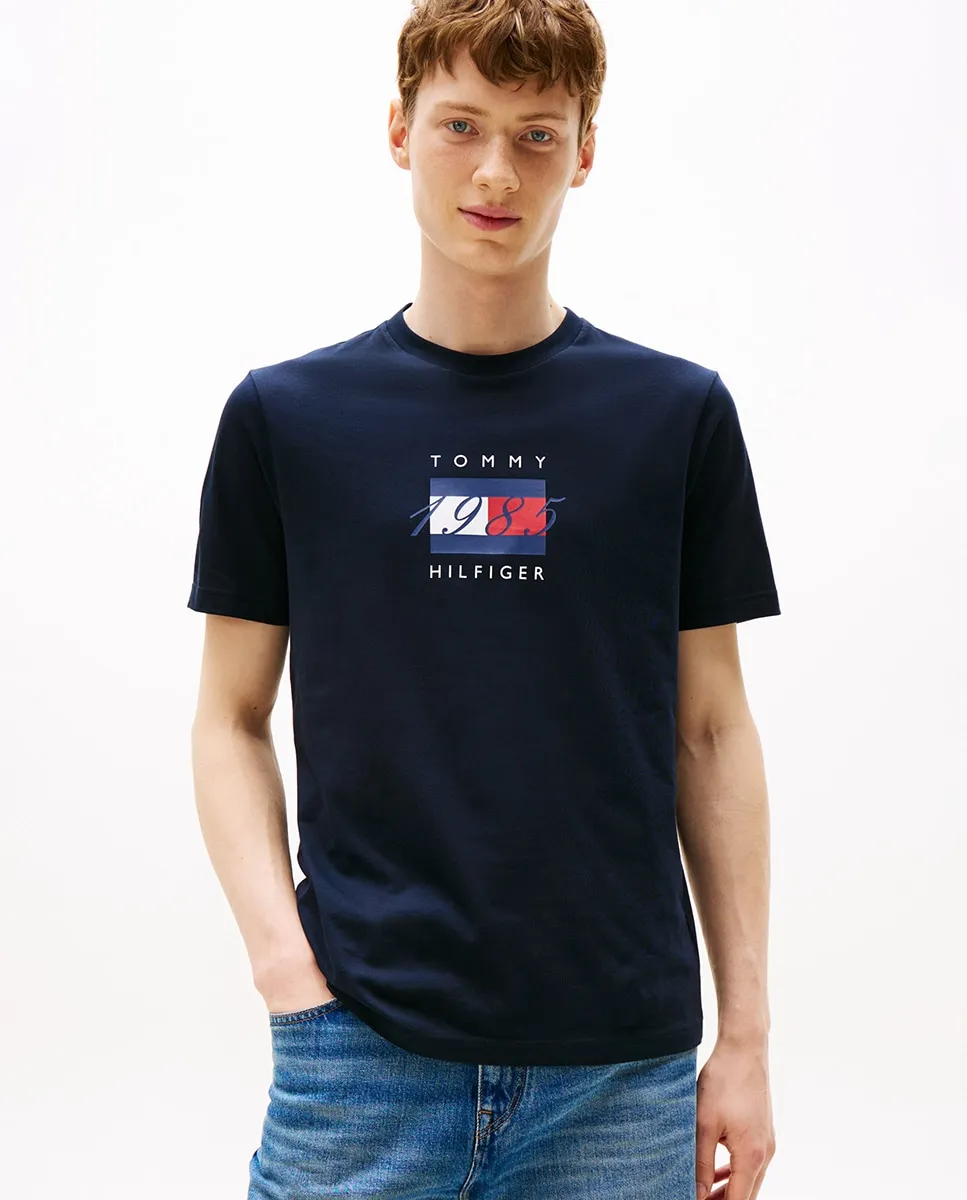 

Мужская футболка с коротким рукавом и круглым вырезом Tommy Hilfiger, темно-синий