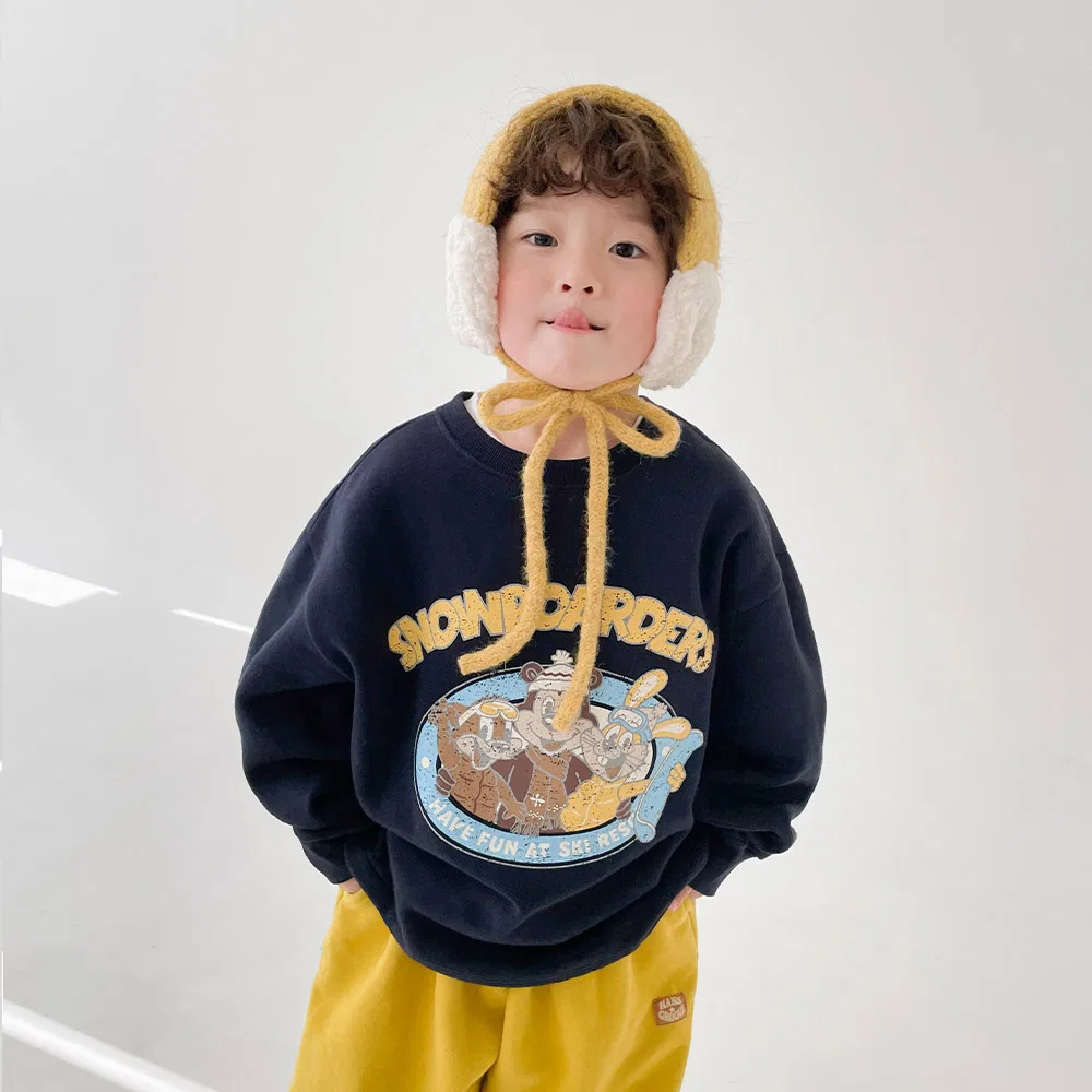 Свитшот детский Animal Friends Man-to-Man BERRYCLOSET оверсайз тёмно-синий