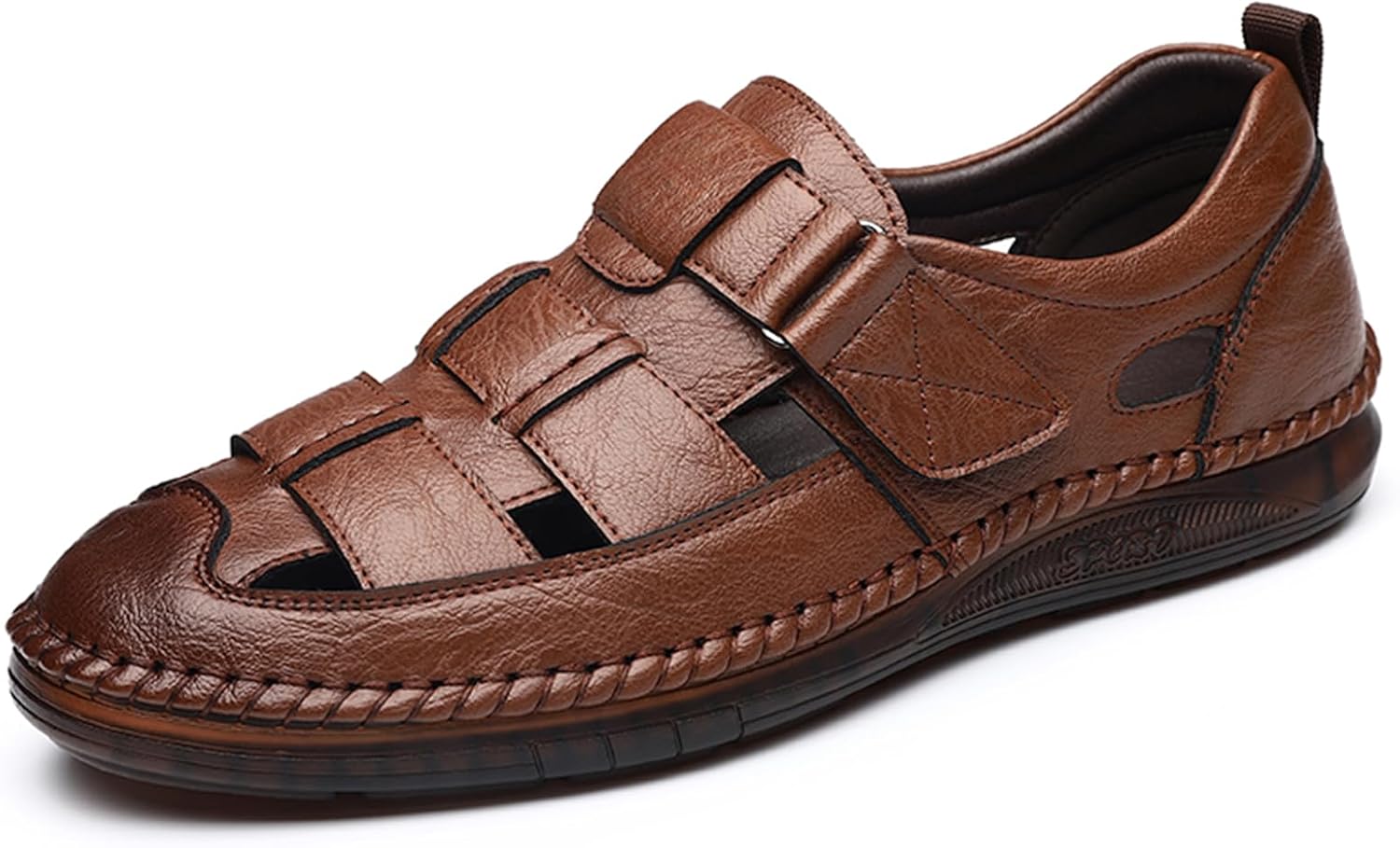

Мужские сандалии в стиле бизнес-кэжуал, летние, дышащие, из синтетической кожи, для прогулок, офисные оксфорды, модные, формальные туфли Abborora, коричневый