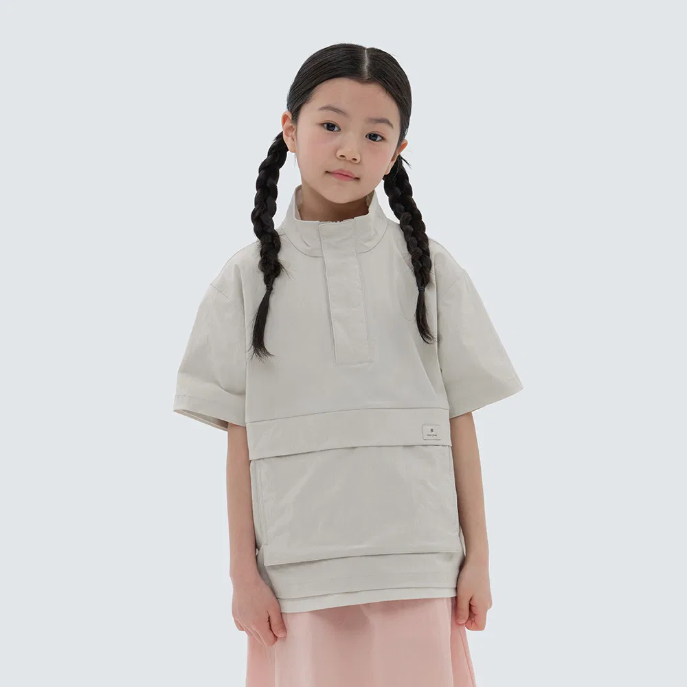 Детский анорак Root с воротником-стойкой и коротким рукавом светло-бежевый от Snowpeak Apparel Kids